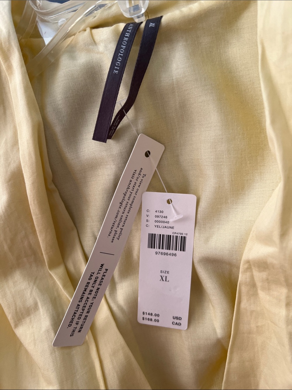 Anthropologie NWT Butter Yellow Tommie Zip-Front Smocked Mini Dress - Picture 4 of 7